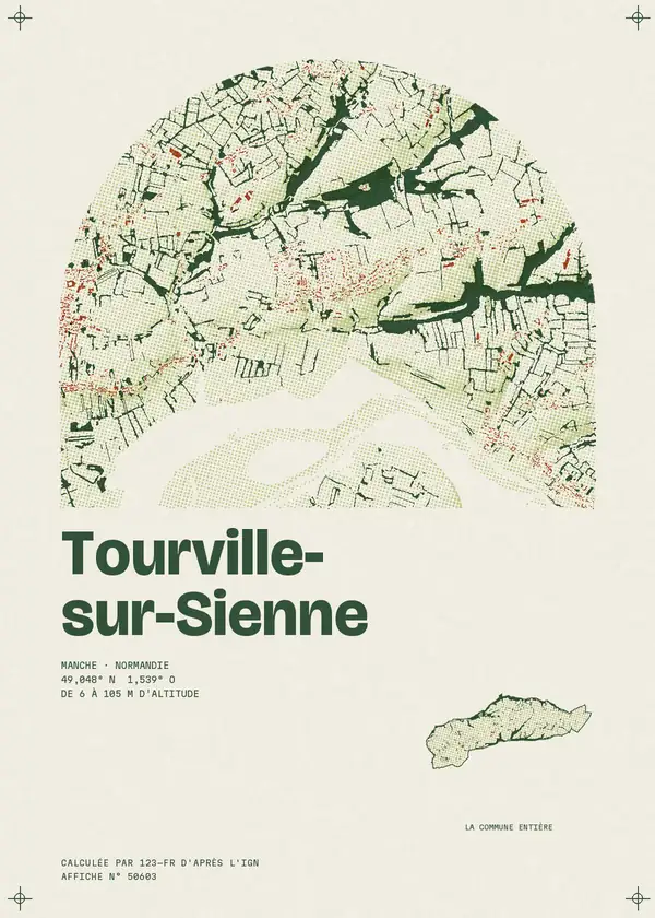 Affiche de Tourville-sur-Sienne, calculée par 123-fr d'après l'IGN