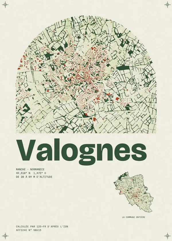 Affiche de Valognes, calculée par 123-fr d'après l'IGN