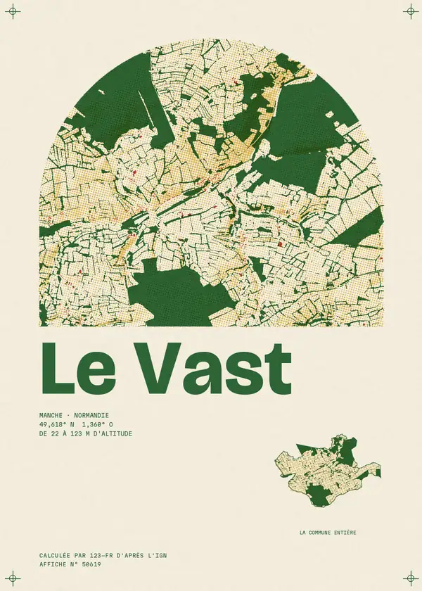 Affiche de Le Vast, calculée par 123-fr d'après l'IGN