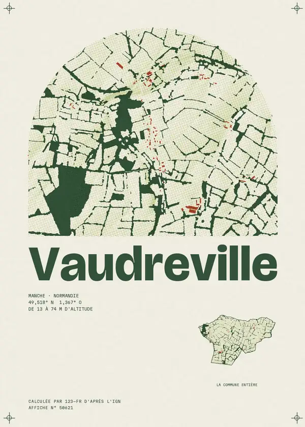 Affiche de Vaudreville, calculée par 123-fr d'après l'IGN