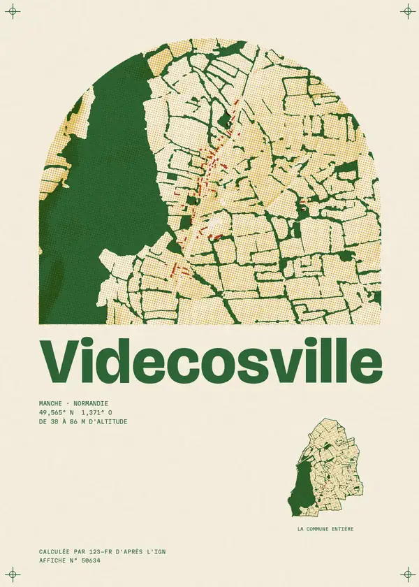 Affiche de Videcosville, calculée par 123-fr d'après l'IGN