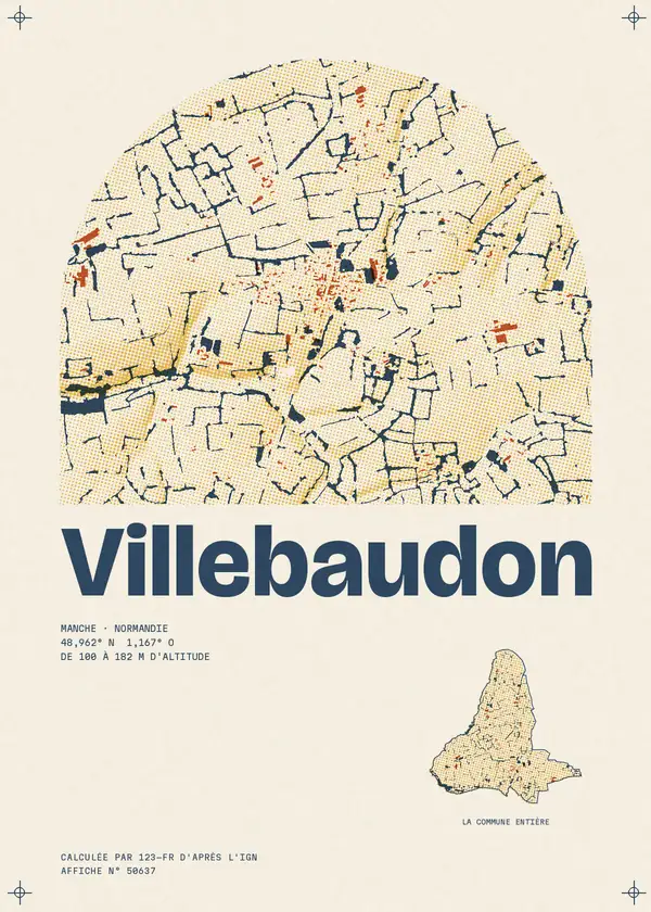 Affiche de Villebaudon, calculée par 123-fr d'après l'IGN