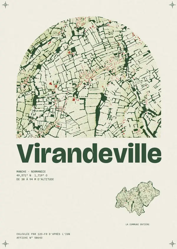 Affiche de Virandeville, calculée par 123-fr d'après l'IGN