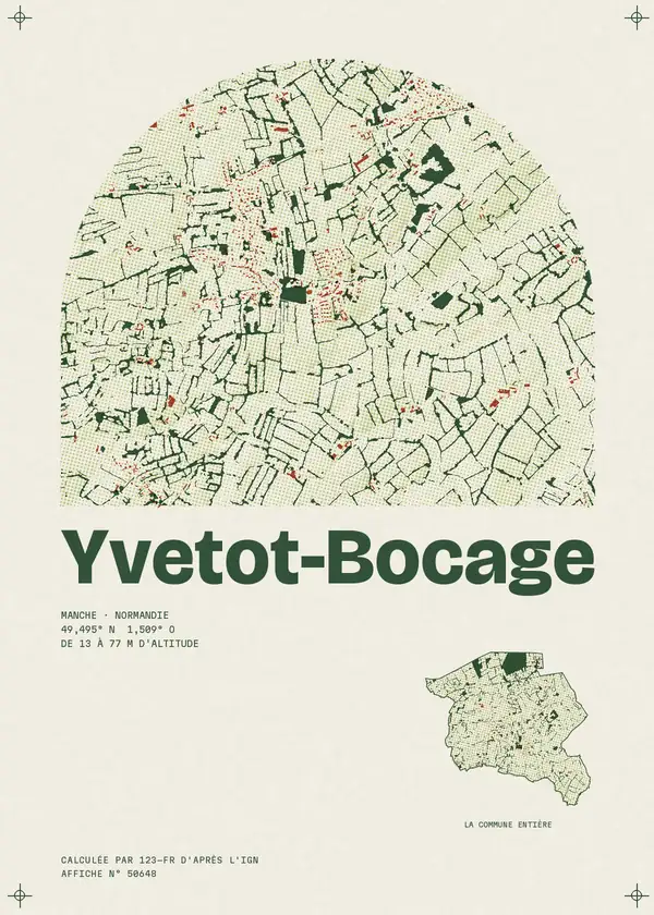 Affiche de Yvetot-Bocage, calculée par 123-fr d'après l'IGN