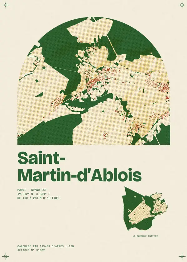 Affiche de Saint-Martin-d'Ablois, calculée par 123-fr d'après l'IGN
