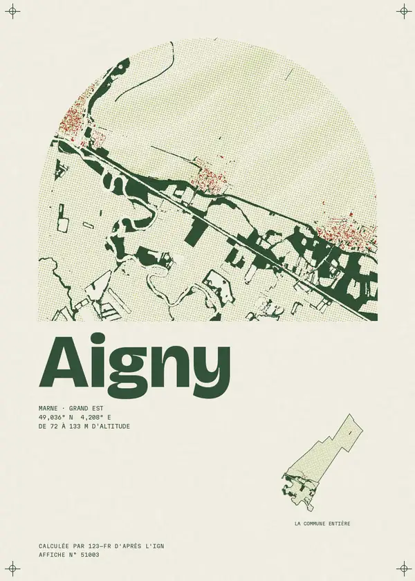 Affiche de Aigny, calculée par 123-fr d'après l'IGN