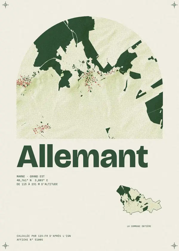 Affiche de Allemant, calculée par 123-fr d'après l'IGN