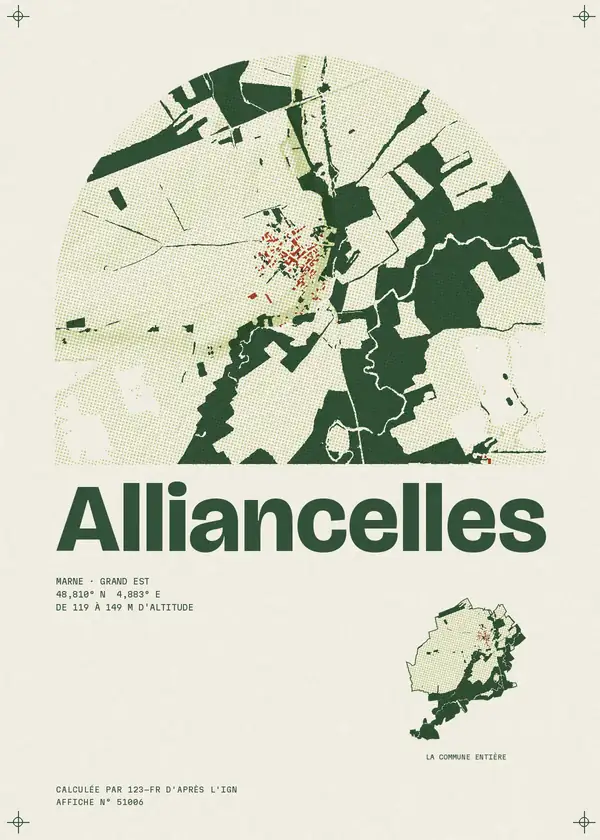 Affiche de Alliancelles, calculée par 123-fr d'après l'IGN