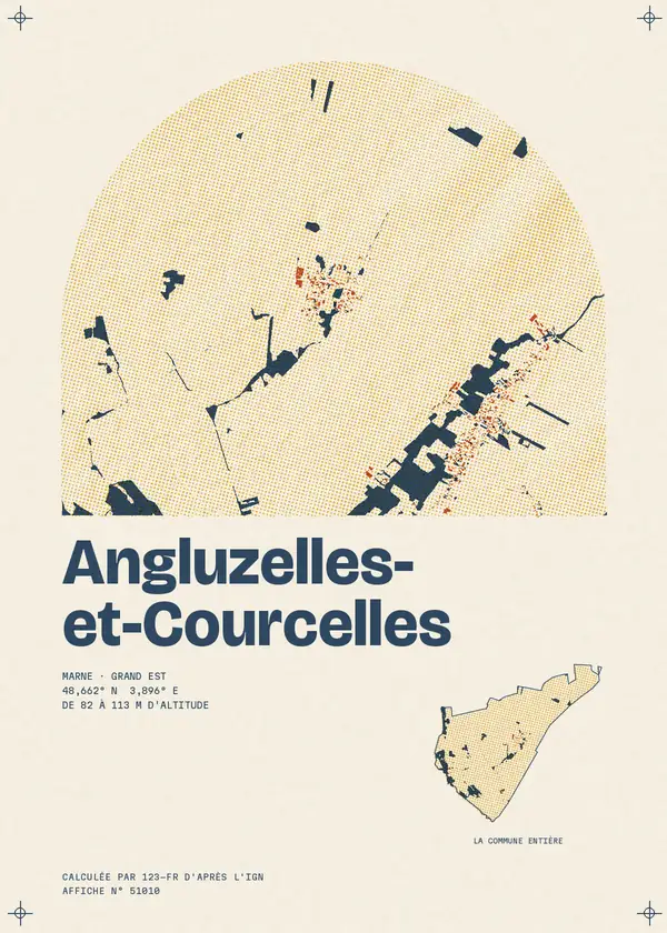 Affiche de Angluzelles-et-Courcelles, calculée par 123-fr d'après l'IGN