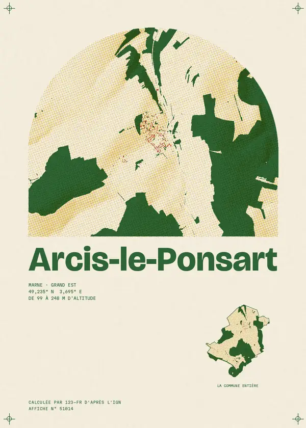 Affiche de Arcis-le-Ponsart, calculée par 123-fr d'après l'IGN