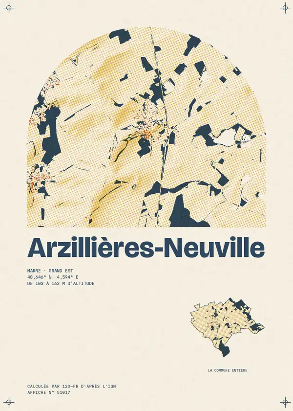Affiche de Arzillières-Neuville, calculée par 123-fr d'après l'IGN