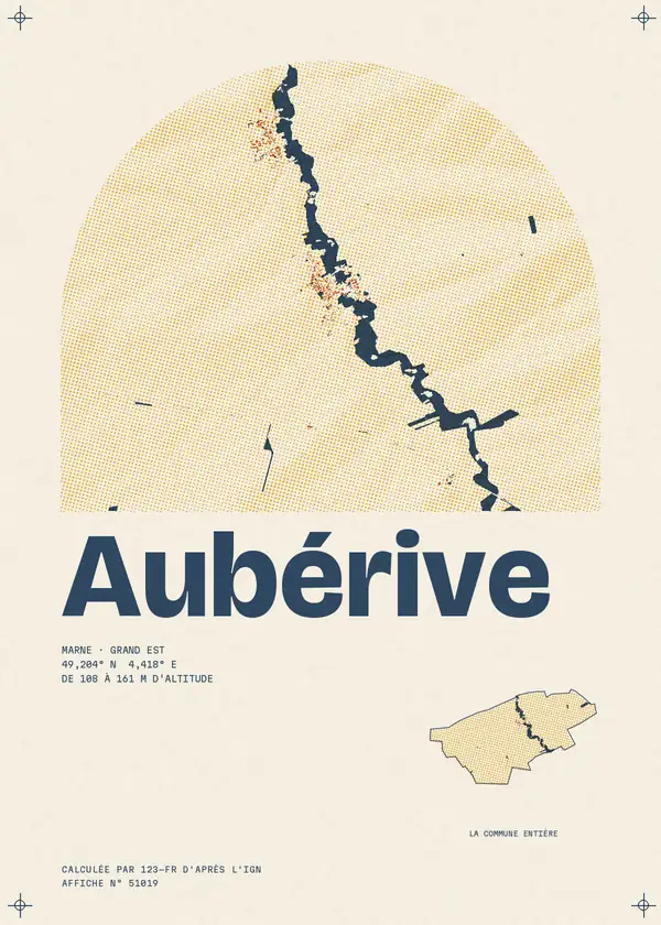 Affiche de Aubérive, calculée par 123-fr d'après l'IGN