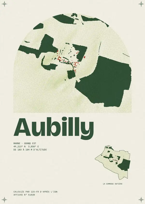 Affiche de Aubilly, calculée par 123-fr d'après l'IGN
