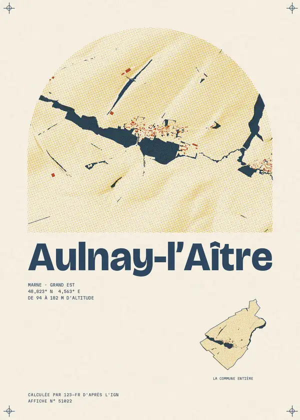 Affiche de Aulnay-l'Aître, calculée par 123-fr d'après l'IGN