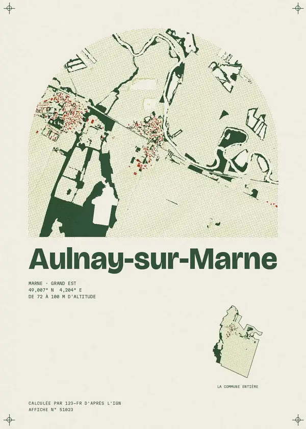 Affiche de Aulnay-sur-Marne, calculée par 123-fr d'après l'IGN