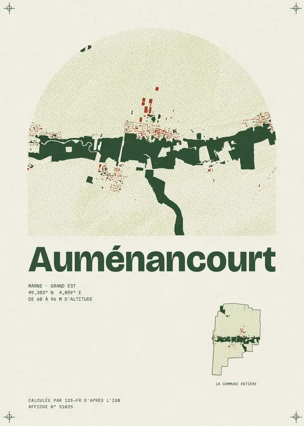 Affiche de Auménancourt, calculée par 123-fr d'après l'IGN