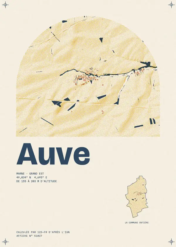 Affiche de Auve, calculée par 123-fr d'après l'IGN