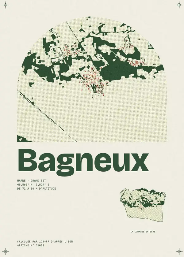 Affiche de Bagneux, calculée par 123-fr d'après l'IGN