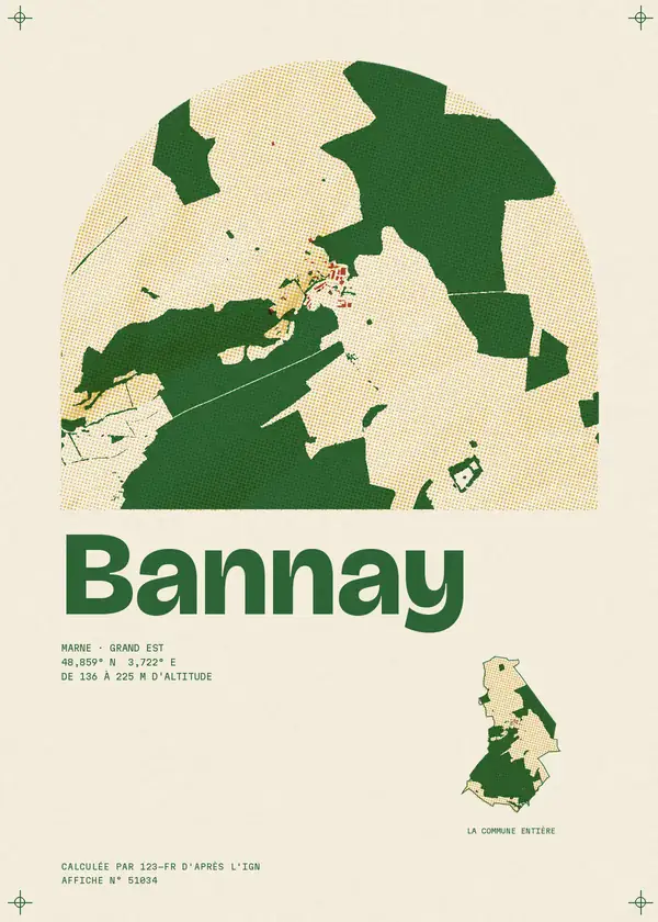 Affiche de Bannay, calculée par 123-fr d'après l'IGN