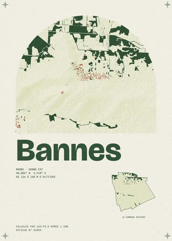 Affiche de Bannes, calculée par 123-fr d'après l'IGN