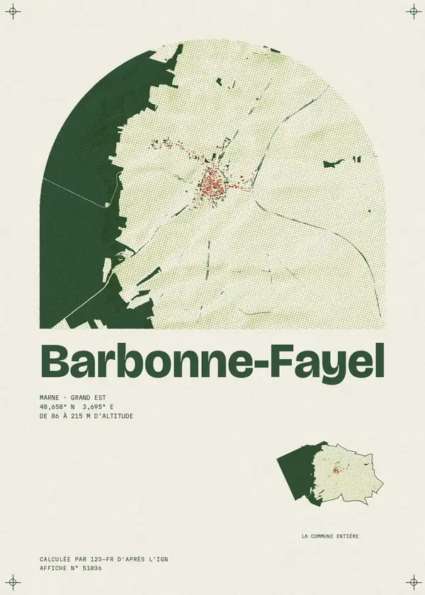 Affiche de Barbonne-Fayel, calculée par 123-fr d'après l'IGN