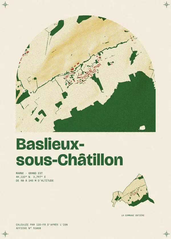 Affiche de Baslieux-sous-Châtillon, calculée par 123-fr d'après l'IGN