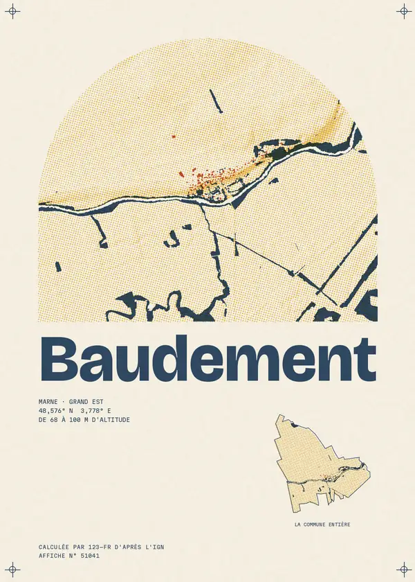 Affiche de Baudement, calculée par 123-fr d'après l'IGN