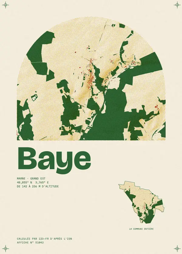 Affiche de Baye, calculée par 123-fr d'après l'IGN