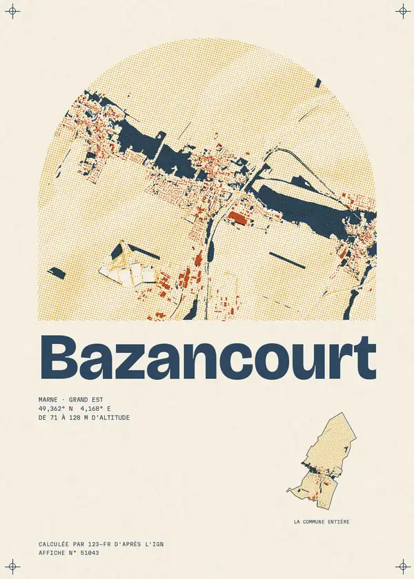 Affiche de Bazancourt, calculée par 123-fr d'après l'IGN