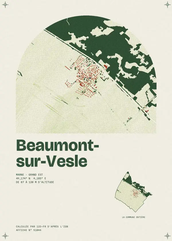 Affiche de Beaumont-sur-Vesle, calculée par 123-fr d'après l'IGN
