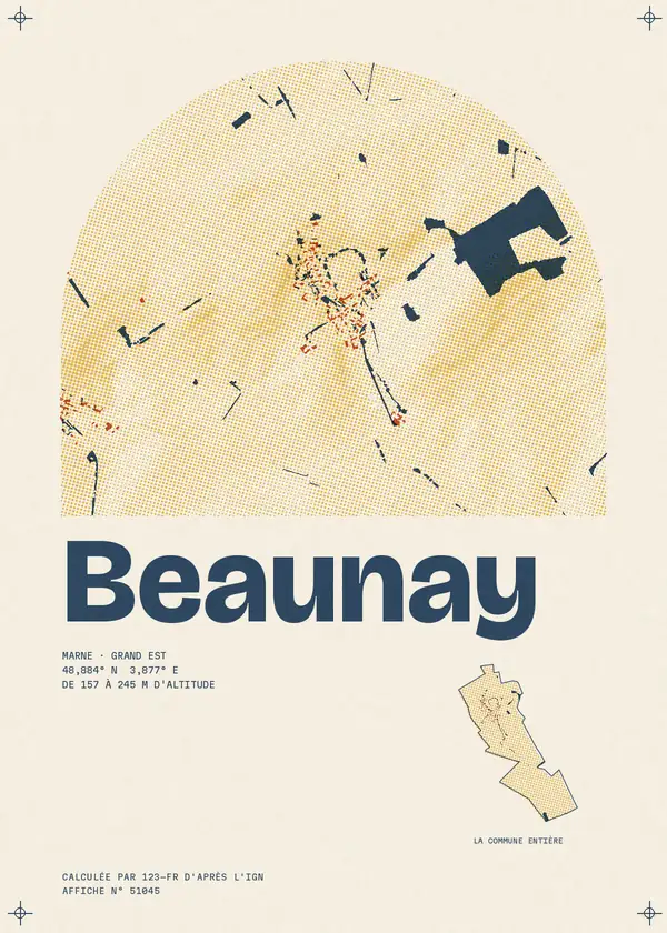 Affiche de Beaunay, calculée par 123-fr d'après l'IGN