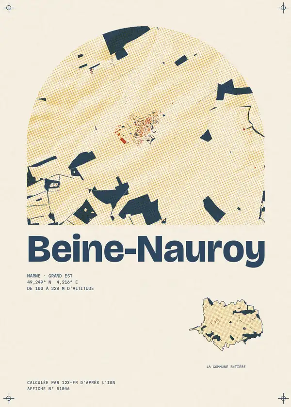 Affiche de Beine-Nauroy, calculée par 123-fr d'après l'IGN