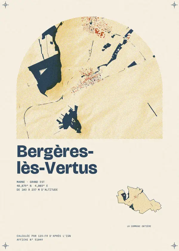 Affiche de Bergères-lès-Vertus, calculée par 123-fr d'après l'IGN