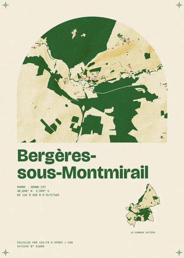 Affiche de Bergères-sous-Montmirail, calculée par 123-fr d'après l'IGN