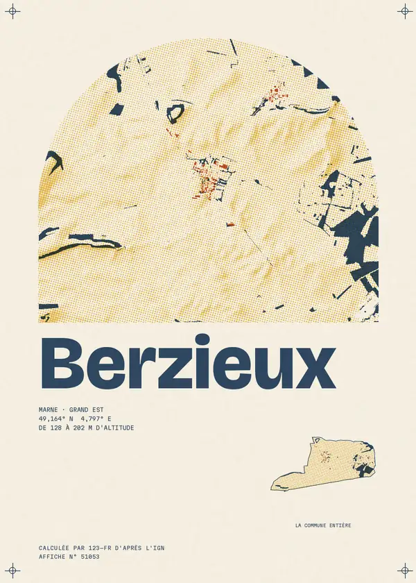 Affiche de Berzieux, calculée par 123-fr d'après l'IGN