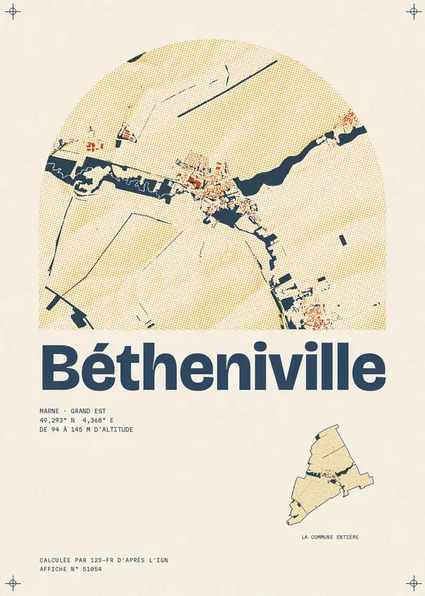 Affiche de Bétheniville, calculée par 123-fr d'après l'IGN