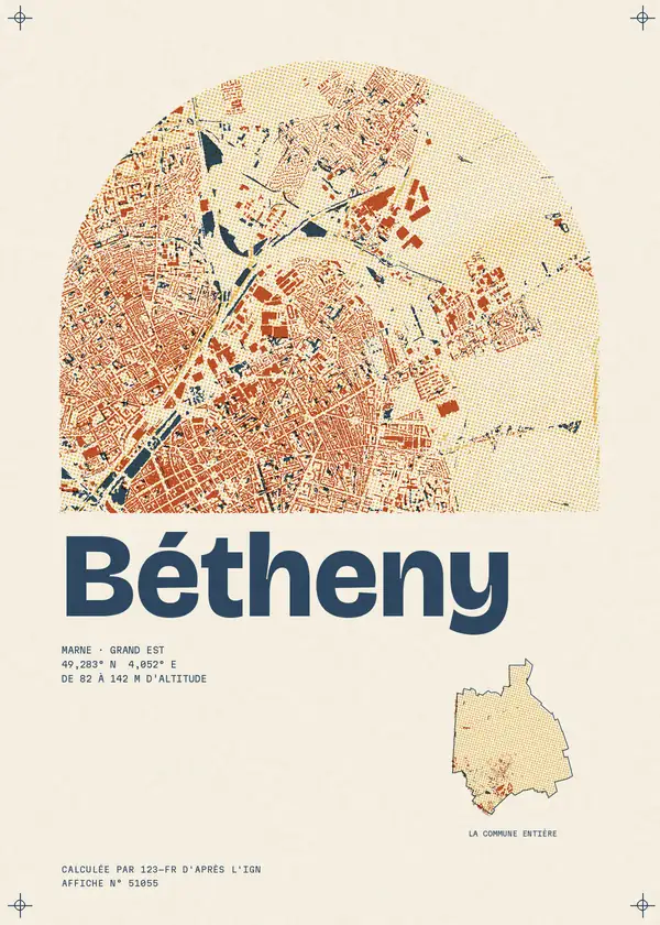 Affiche de Bétheny, calculée par 123-fr d'après l'IGN
