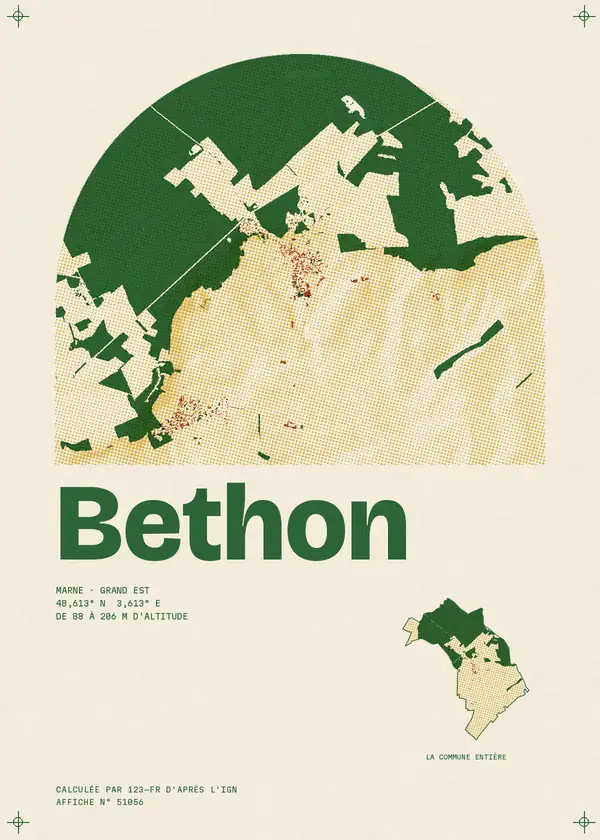 Affiche de Bethon, calculée par 123-fr d'après l'IGN
