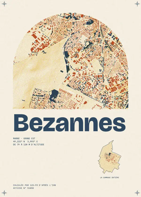 Affiche de Bezannes, calculée par 123-fr d'après l'IGN