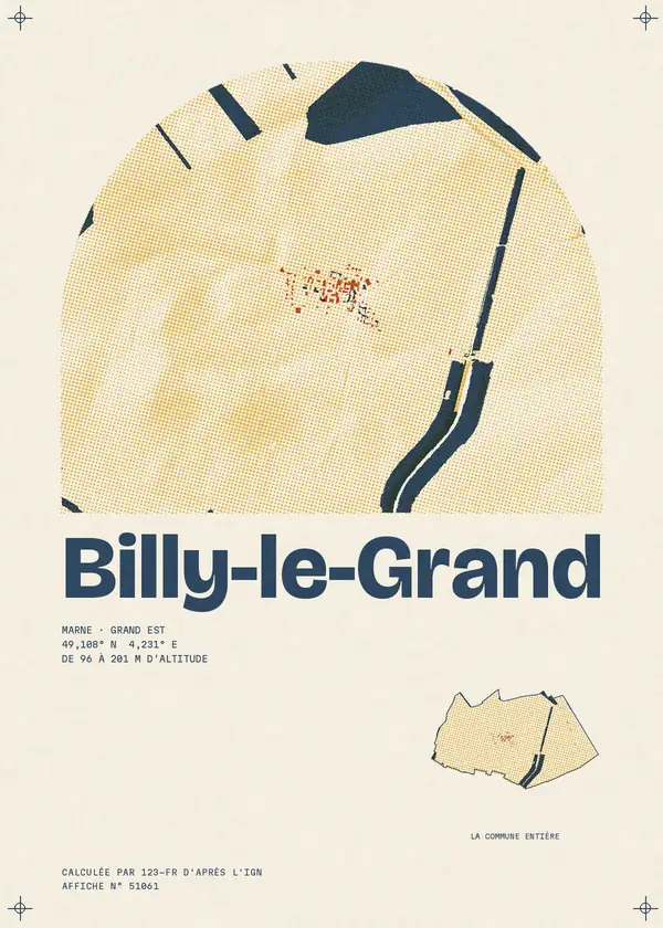 Affiche de Billy-le-Grand, calculée par 123-fr d'après l'IGN