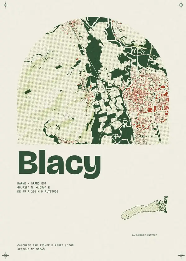 Affiche de Blacy, calculée par 123-fr d'après l'IGN