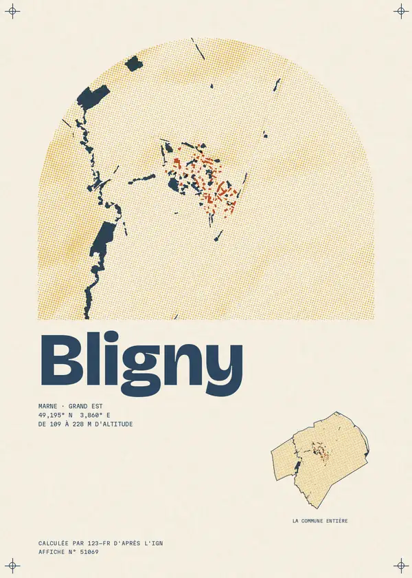 Affiche de Bligny, calculée par 123-fr d'après l'IGN
