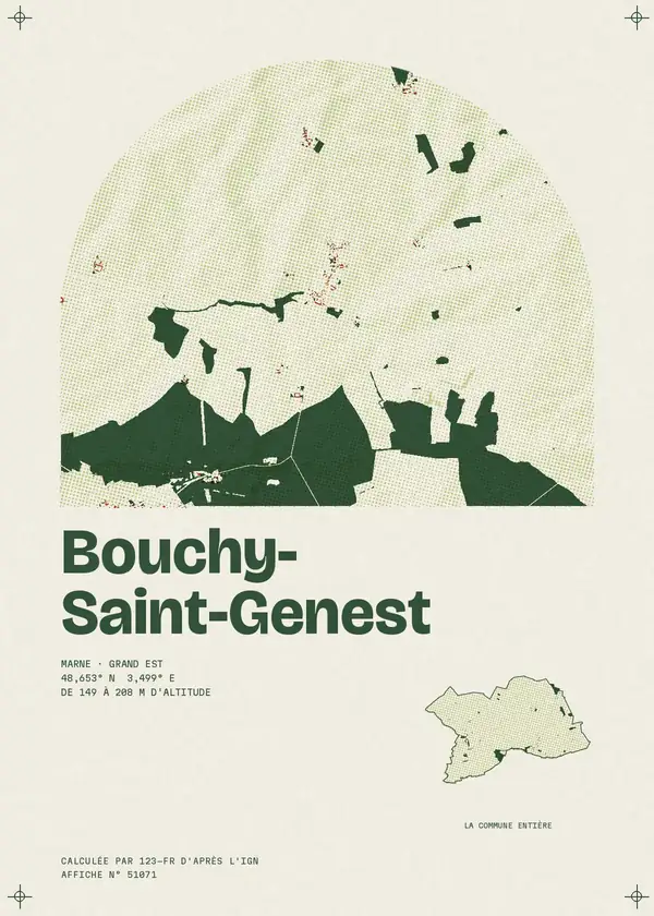 Affiche de Bouchy-Saint-Genest, calculée par 123-fr d'après l'IGN