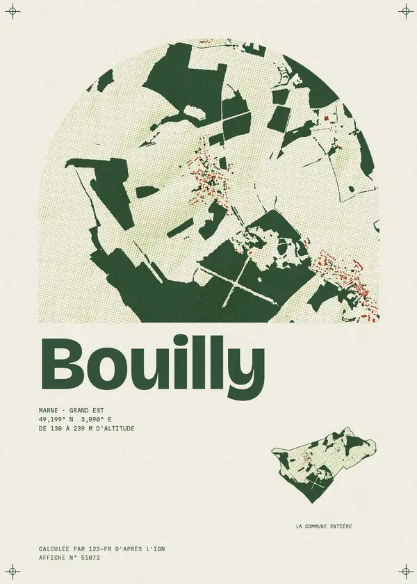 Affiche de Bouilly, calculée par 123-fr d'après l'IGN