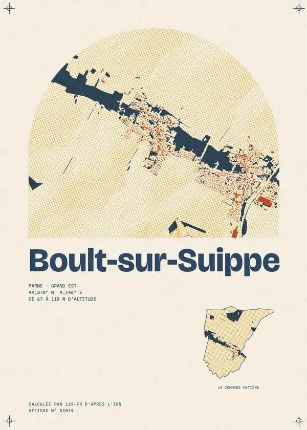 Affiche de Boult-sur-Suippe, calculée par 123-fr d'après l'IGN