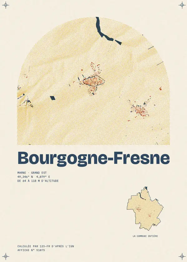Affiche de Bourgogne-Fresne, calculée par 123-fr d'après l'IGN