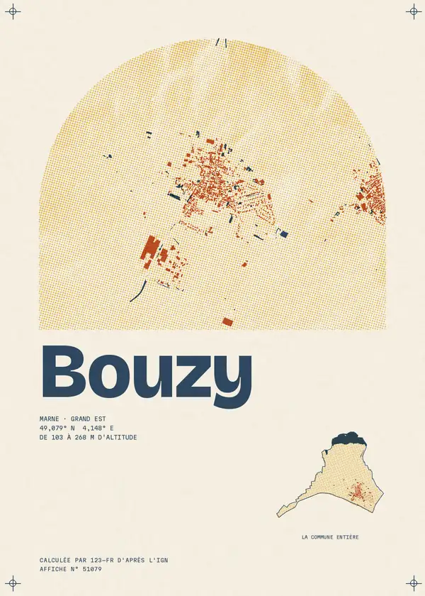 Affiche de Bouzy, calculée par 123-fr d'après l'IGN