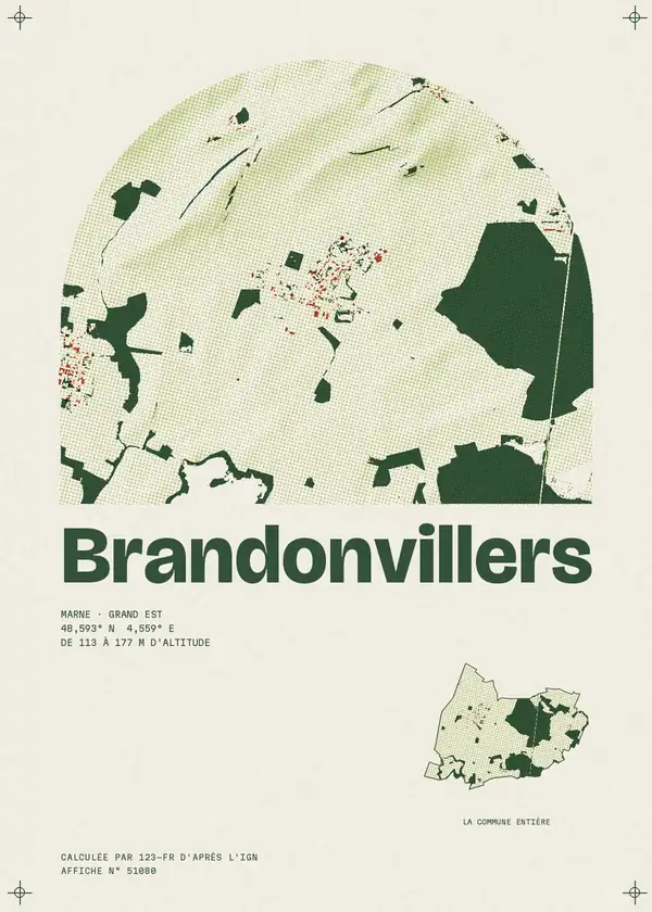 Affiche de Brandonvillers, calculée par 123-fr d'après l'IGN
