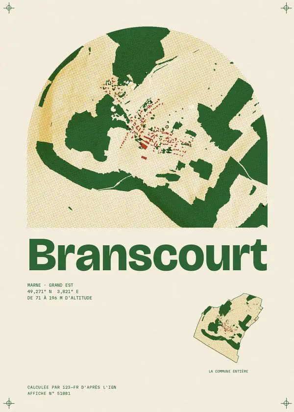 Affiche de Branscourt, calculée par 123-fr d'après l'IGN