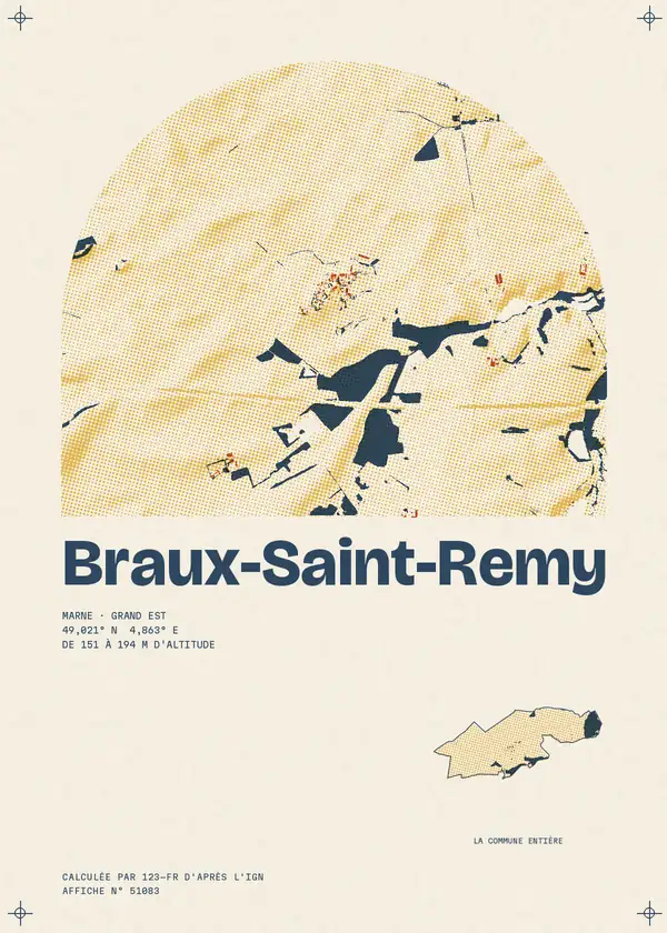 Affiche de Braux-Saint-Remy, calculée par 123-fr d'après l'IGN